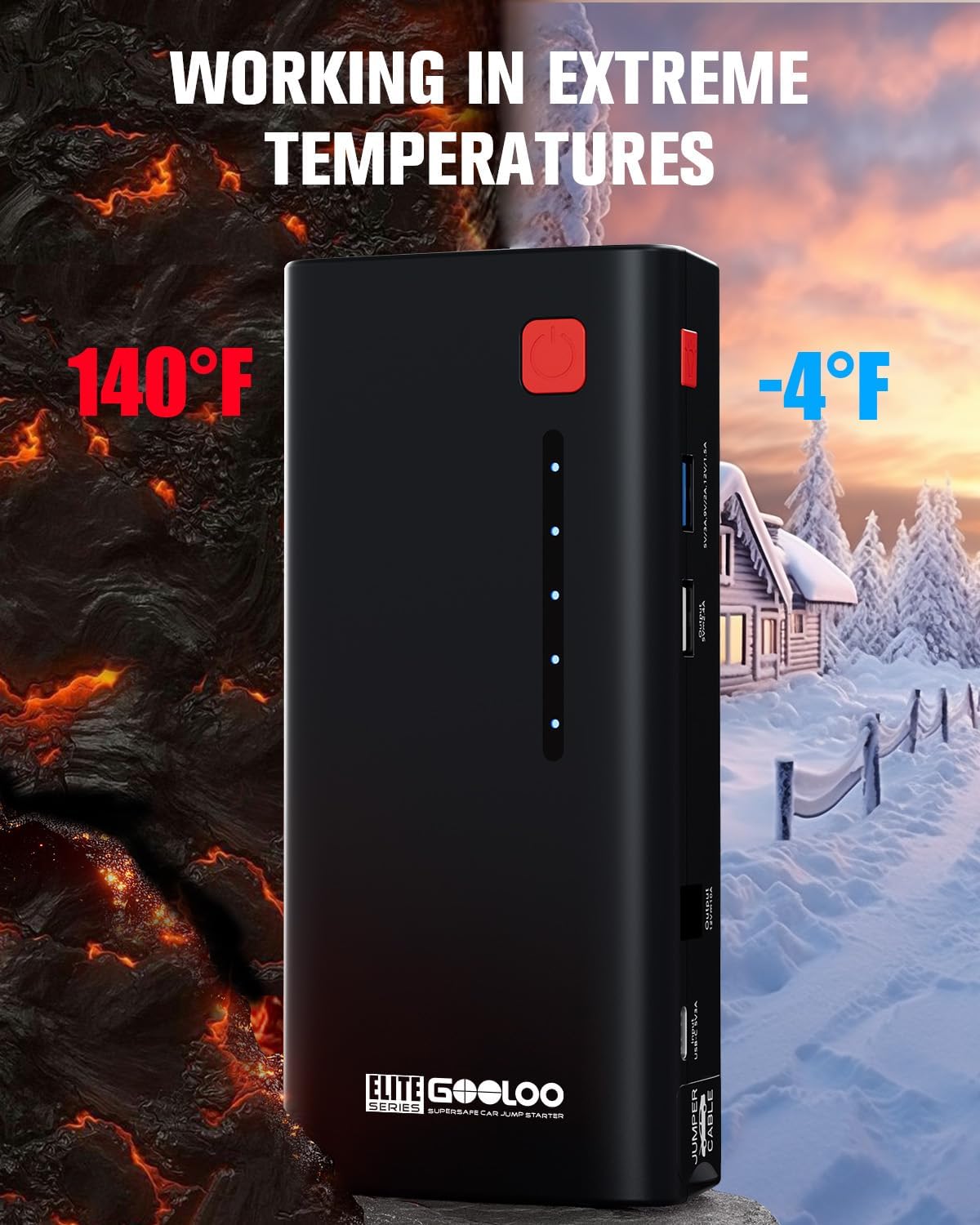 GOOLOO Jump Starter 3000A Peak Car Jumper Starter 12V SuperSafe Lithium Jump Box, Battery Booster Pack, Portable Car Battery Charger, and Jumper Cables for Up to 8.5L Gas or 6.0L Diesel Engine