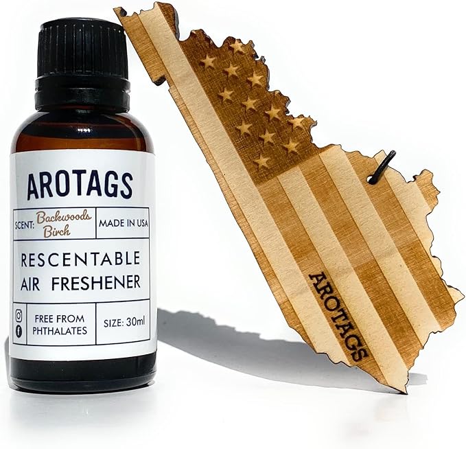Arotags Car Air Freshener - Reusable Wood Diffuser - Hanging Odor Eliminator - Kentucky Patriot - Balsam & Cedar Scent