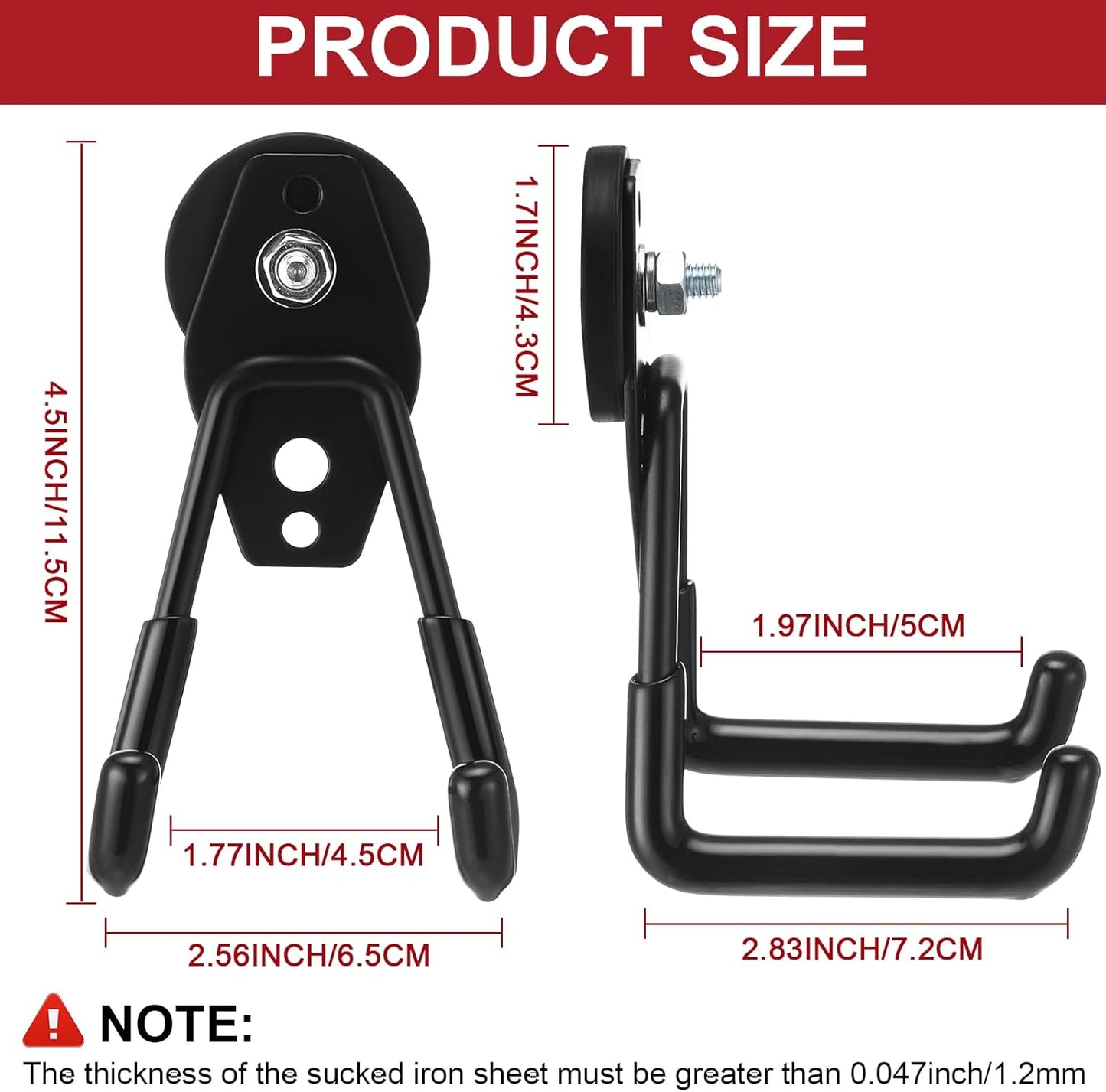 Landhoow Large Magnetic Hooks Heavy Duty Garage Magnet Hooks Strong Storage Utility Magnetic Hangers with Anti Slip Rubber Coating for Indoor and Outdoor Hanging(Black,22 Pcs)