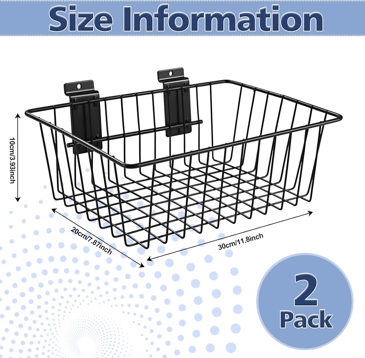 Polmart Heavy Duty Slatwall Basket, 2-Pack