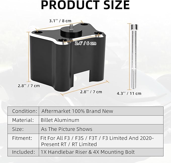 Billet Aluminum 2" Handlebar Riser Fit For Can AM Spyder All F3/F3S/F3T/F3 Limited With Stock Bars And 2020+ RT With Stock Bars