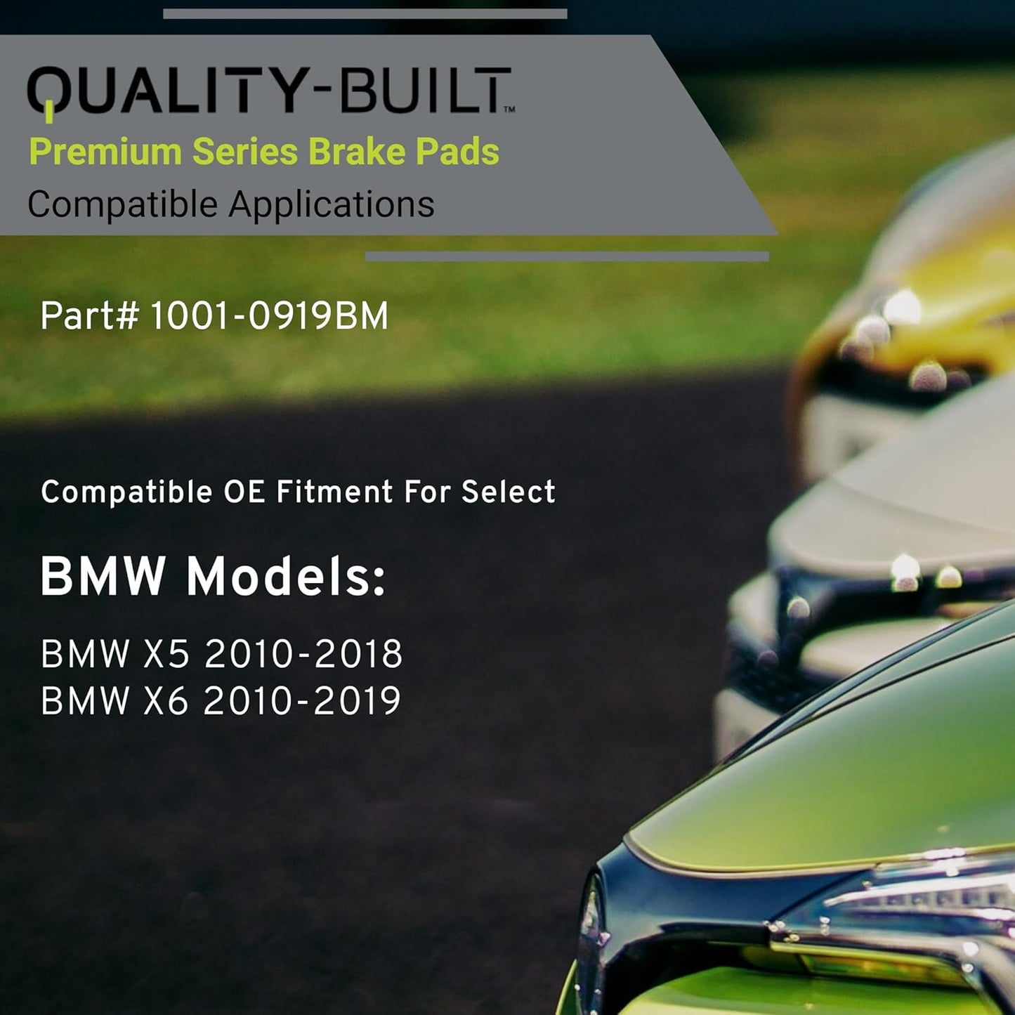 Premium Semi-Metallic Rear Brake Pads (1001-0919BM) Compatible with BMW X5 2010-2018, BMW X6 2010-2019