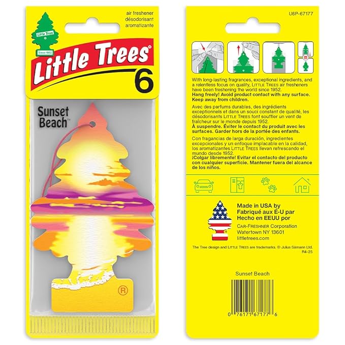 LITTLE TREES Car Air Freshener | Hanging Tree Provides Long Lasting Scent for Auto and Home | Sunset Beach, 24 Air Fresheners