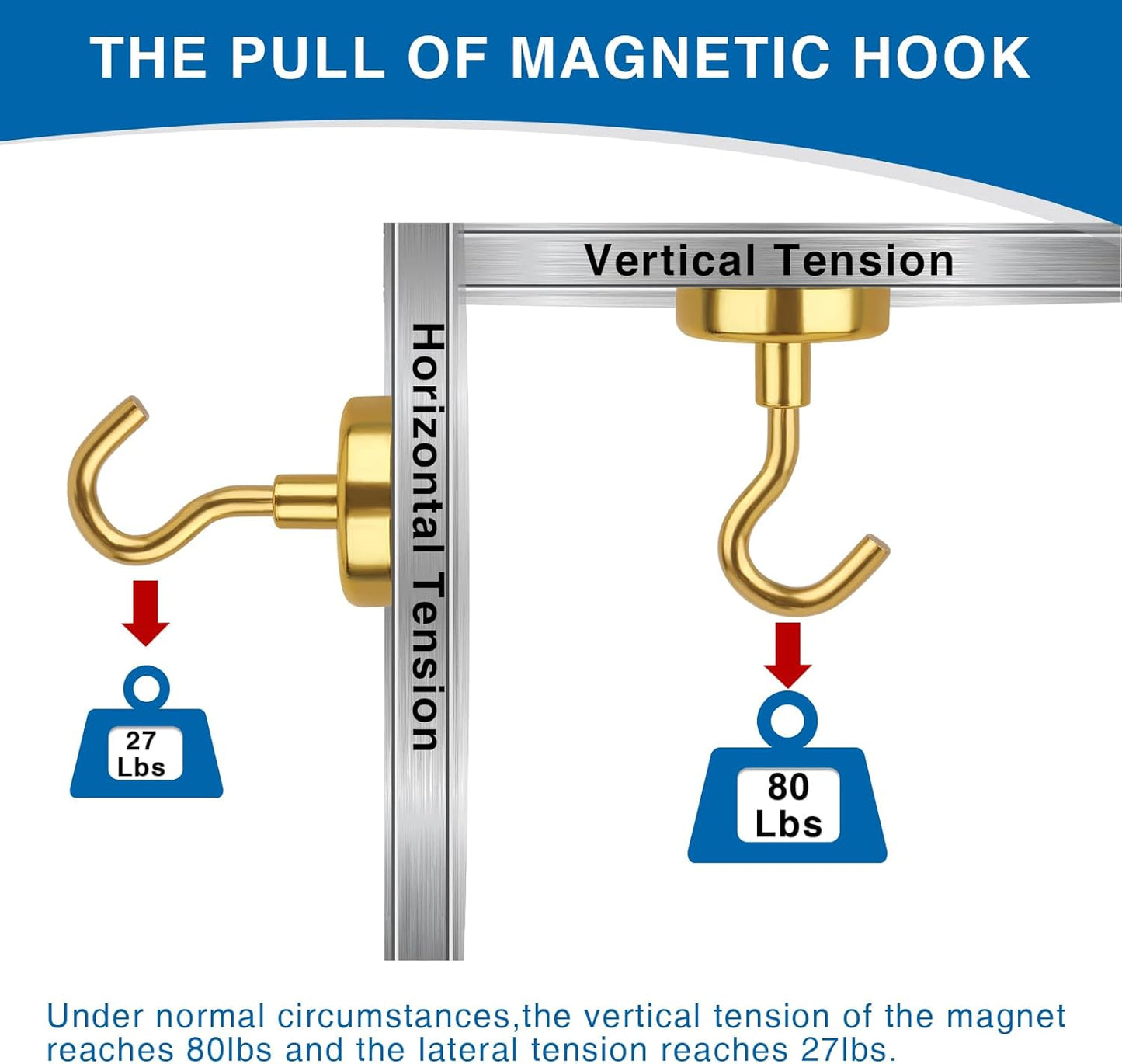 LOVIMAG Cruise Must Haves, 80Lb Magnet Hooks, Cruise Magnets for Door, Yellow Cruise Door Magnets, Magnetic Hooks for Hanging-6Pack