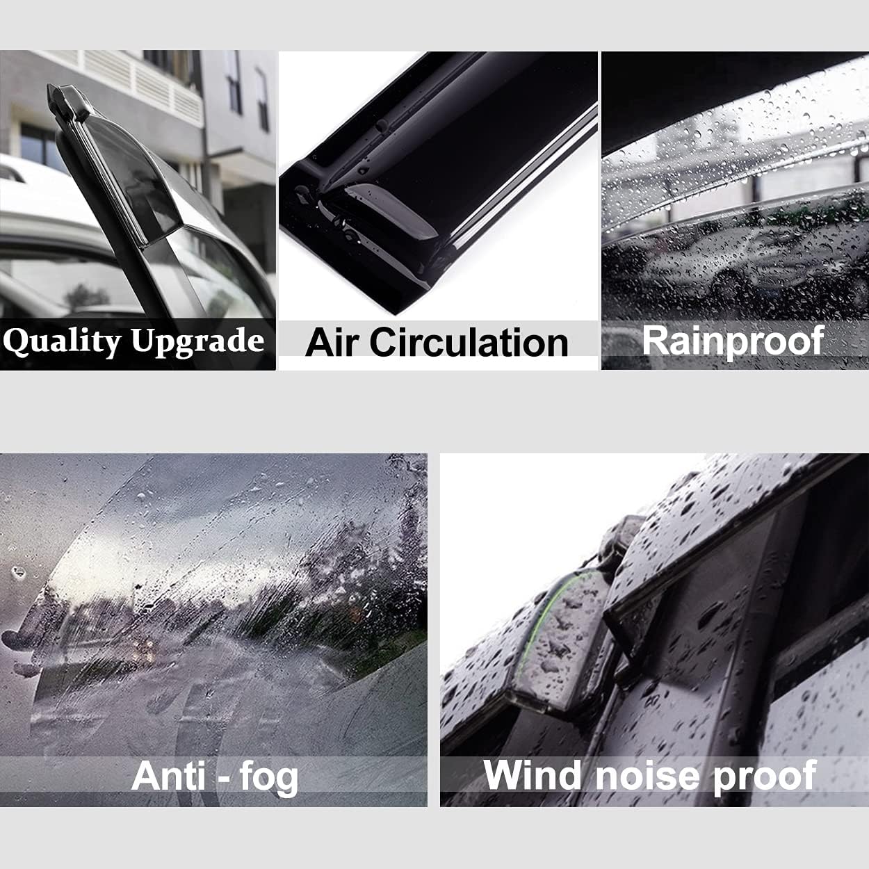 Side Window Visor Wind Vent Deflectors,2pcs Outside Mount Tape-on Shatterproof Dark Smoke Rain Guards Shades fit for 2007-2018 Jeep Wrangler (JK) 2-Door Model 92328