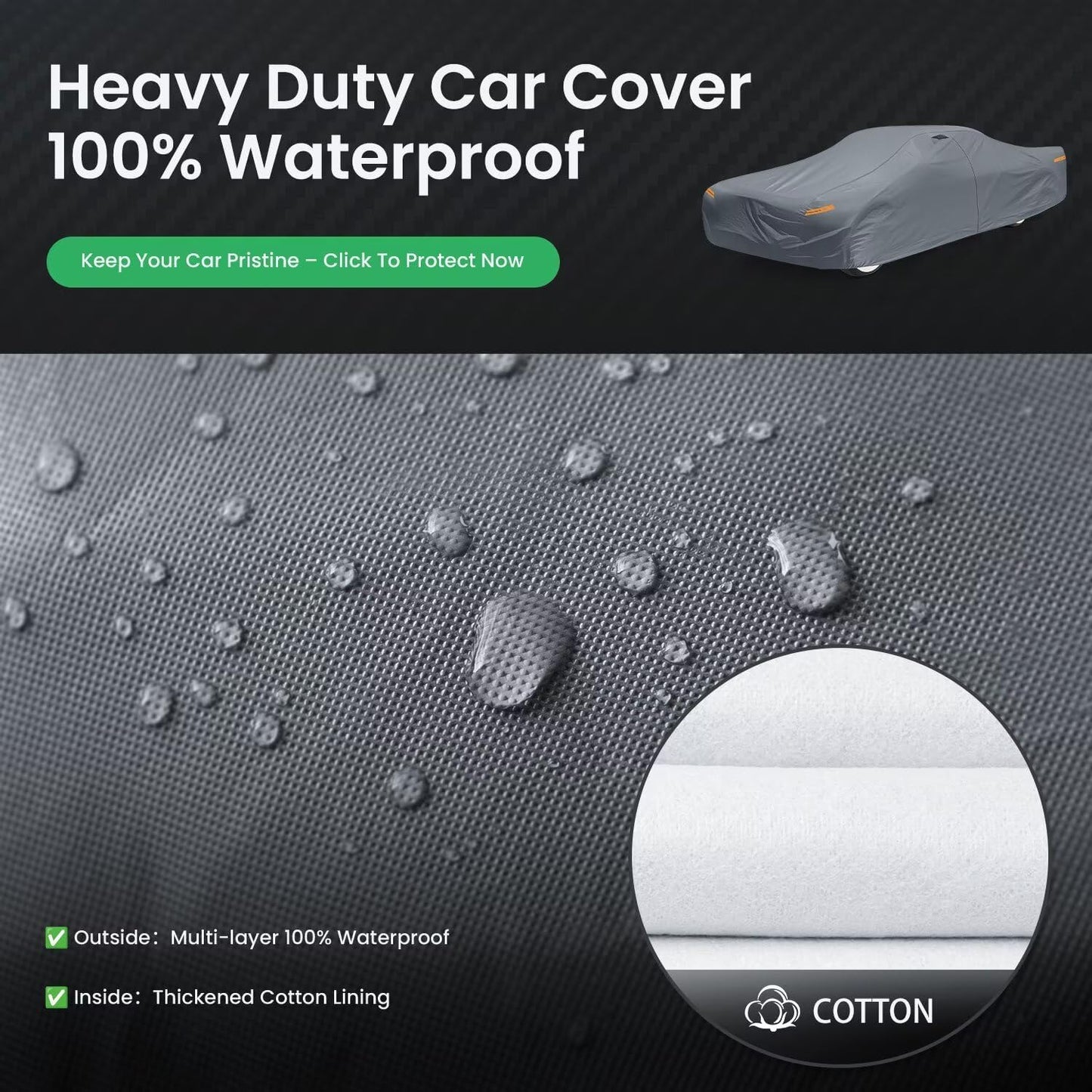 Waterproof Buick Riviera(1966-2000) Car Cover with Breathable Vents, [2025 Upgrade] Premium Covers with Cotton Liner and Zipper Door, Sun Rain Snow Dust Uv Protection.(Gift with Towel)