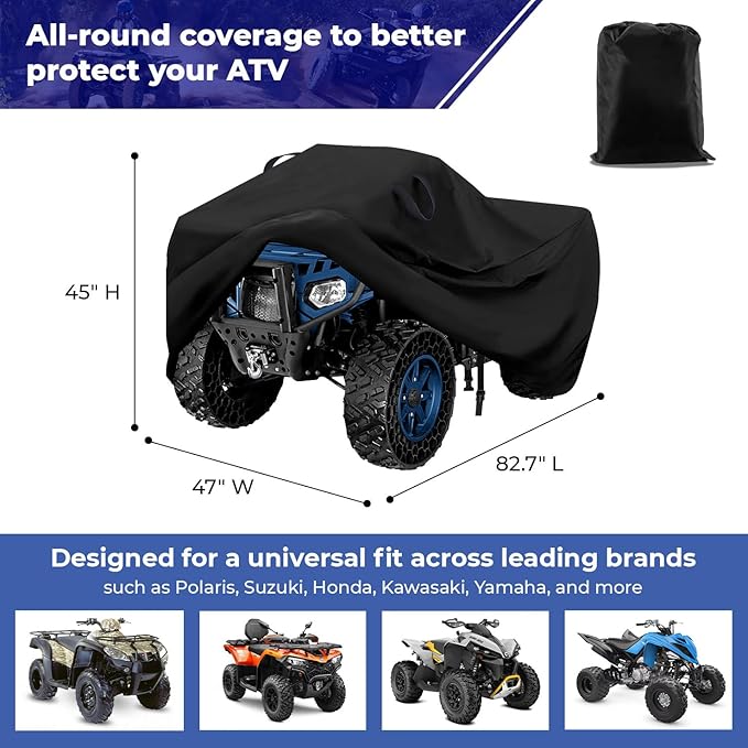 ATV Cover with Handles and Buckle - All Weather - Outdoor ATV Cover - HEAVYDUTY Protection - 4 Wheeler/Quad - FITS Polaris, Suzuki, Honda, Kawasaki, Yamaha