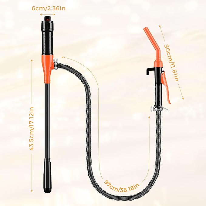 Electric Fuel Transfer Pump, 3GPM Portable Fluid Transfer Siphon Pump with Oil Pipeline, Battery Gas Pumps with Adjustable Flow Control Nozzle for Car/RV(Orange)