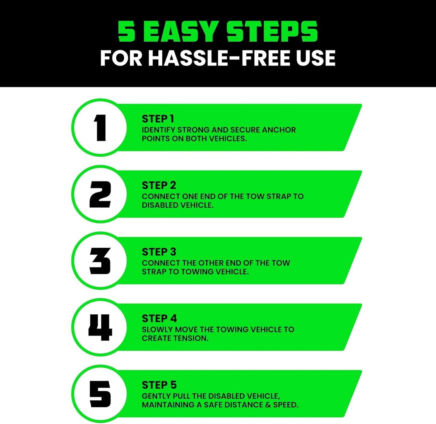 Rhino USA Recovery Tow Strap (6" x 30') - 48,000lb Break Strength - Emergency Recovery Strap Tow Rope for Big Trucks, SUV, Backhoe, Excavators & More - Heavy Duty Towing Strap for Offroad 4x4 Use