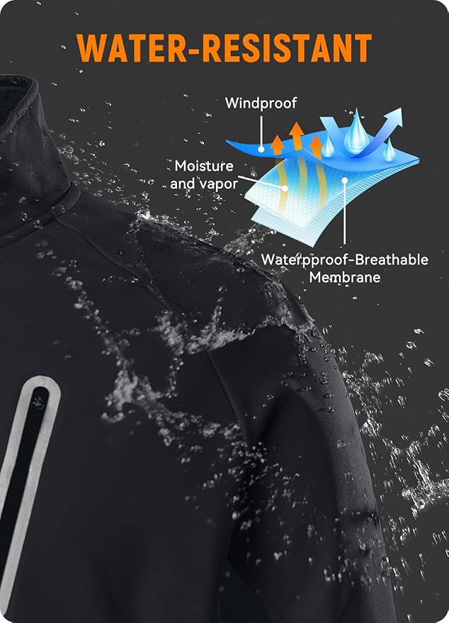 baleaf Men's Winter Cycling Jackets Water Resistant Thermal Running Softshell Jacket Warm Cold Weather Pockets