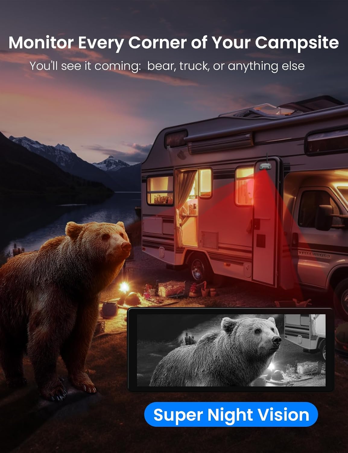 Vehicle Wireless Backup Camera with High Performance 6.86 Inch Touch Monitor 1080P 2 Rear View Cameras with IR Night Vision 4 Channels IP69K Waterproof Reverse Camera for Truck Trailer Camper Tractor