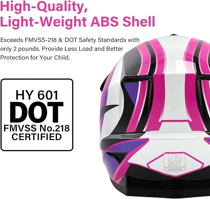 XFMT DOT Youth Kids Dirt Bike Helmet Full Face Motocross Helmets for Off-Road ATV Street Bike Four Wheeler Motorcycle with Goggles & Gloves, Rose Red X-Large