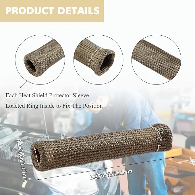 8Pcs 2500° Degree Spark Plug Wire Boots Heat Shield Protector Sleeve Cover Compatible with SBC BBC 350 454,6 Inch,Titanium (Titanium)