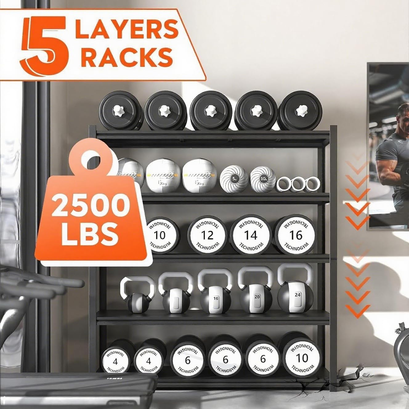 72" H Garage Shelving 2000LBS Heavy Duty Storage Shelves Adjustable 5 Tier Metal Shelves for Storage Garage Industrial Shelving Utility Racks,16" D x35.5 Wx72 H,Black