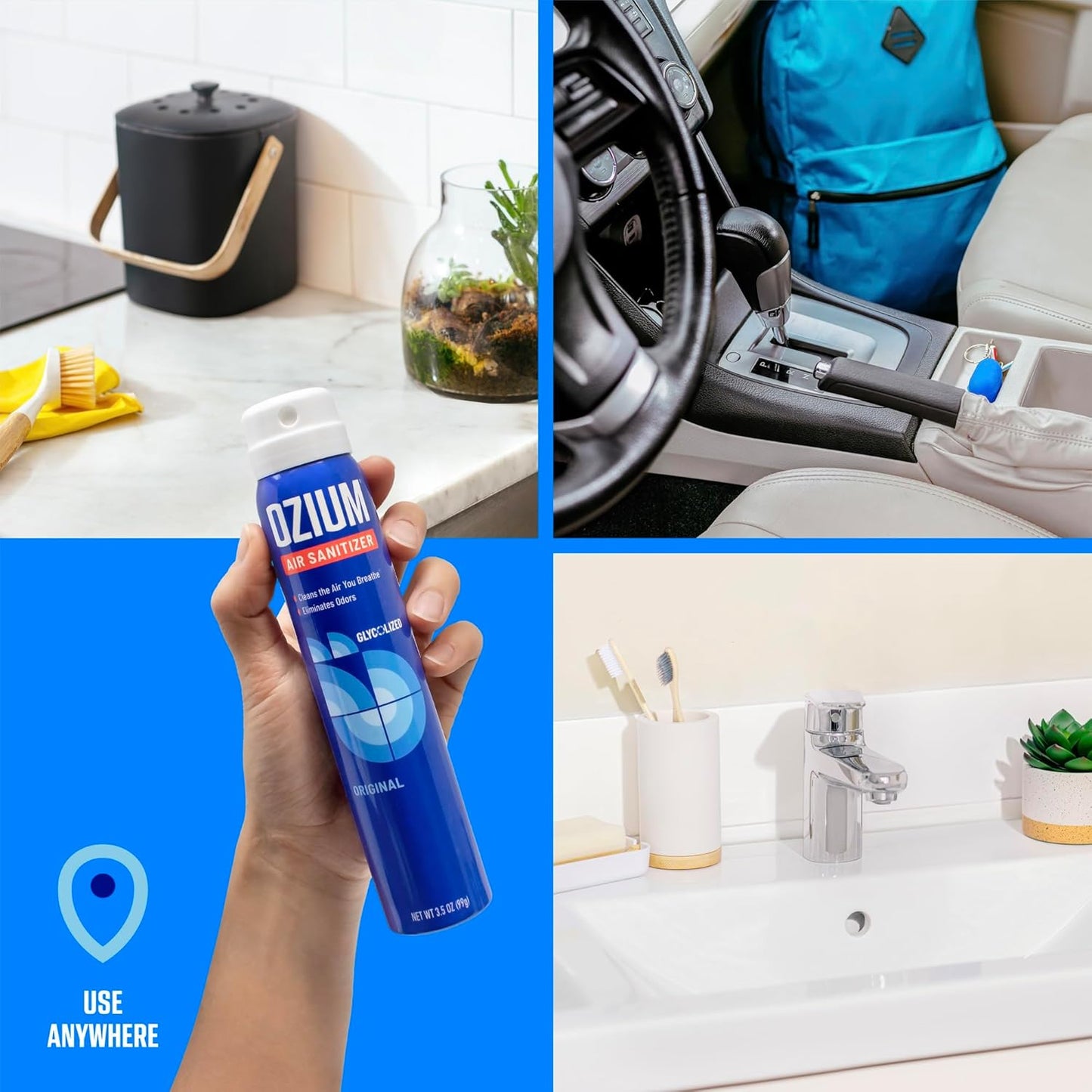 Ozium 3.5 Oz. Air Sanitizer & Odor Eliminator 4 Pack for Homes, Cars, Offices and More, Outdoor Essence, 4 Pack, MULTI