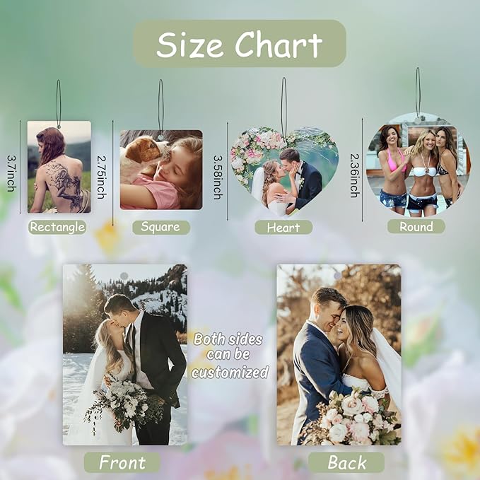 Custom Air Fresheners with Picture - Personalized Double Sided Photo Air Freshener, Customized Air Freshener for Car Wardrobe Bathroom Hanging Ornaments (A2-Heart)