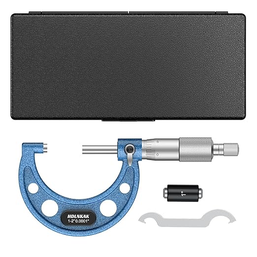 HDLNKAK Outside Micrometer, 1-2" Machinist Micrometer, 0.0001" Graduation Micrometer Set, Alloy Precision Micrometer, Machinist Tool, Micrometer Standard with Case.