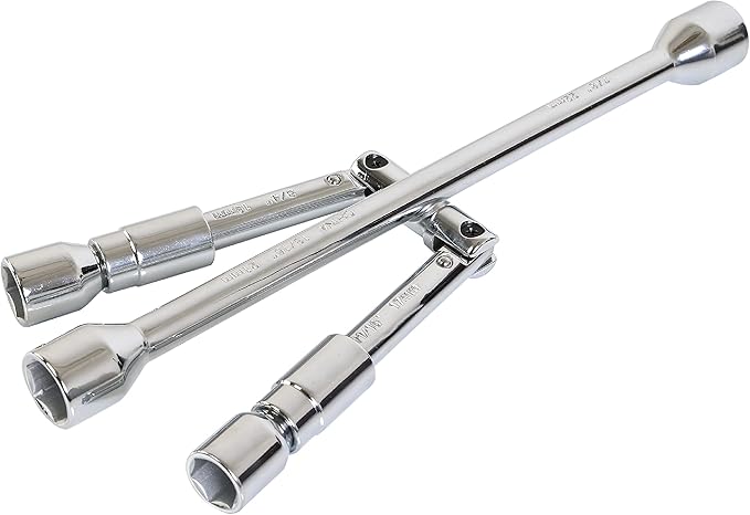 Folding Lug Wrench 4 Way,14-Inch SAE + Metric Tire Cross Wrench Universal and Foldable Wheel Wrench for Car,Trucks…