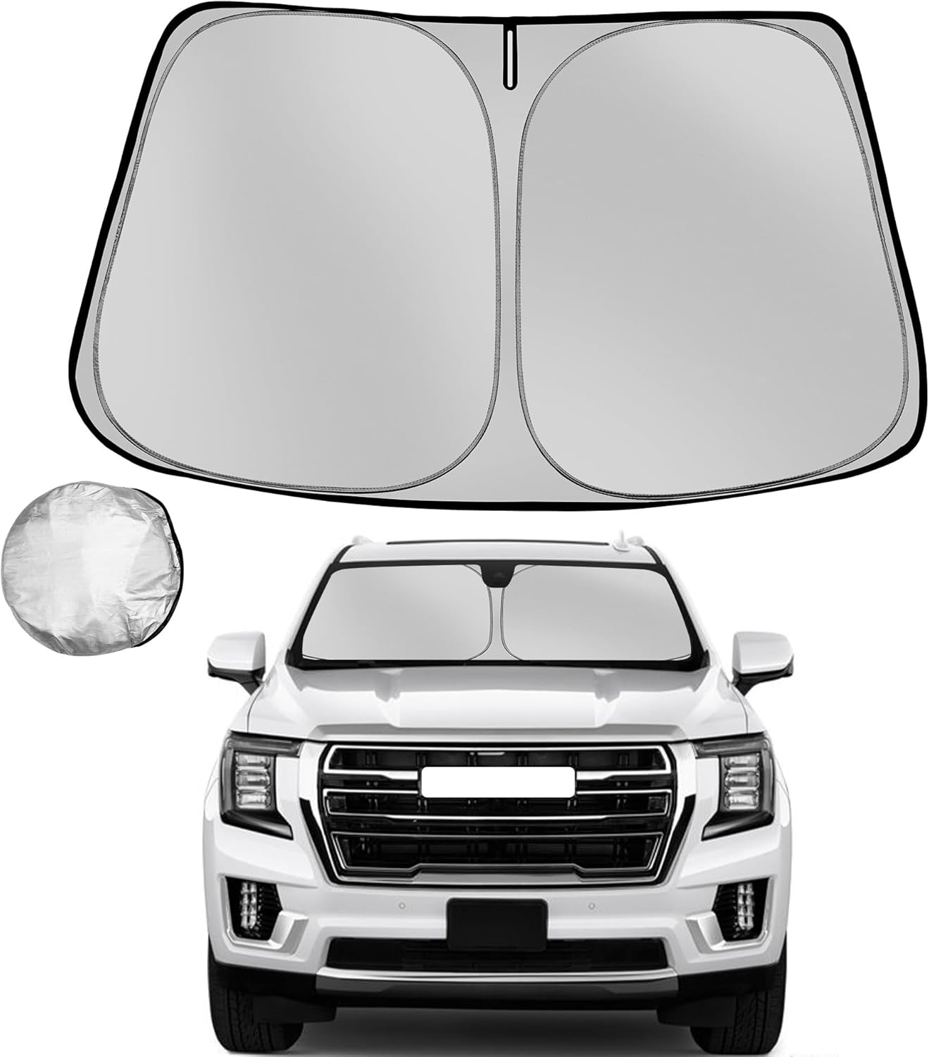 Windshield Sun Shade for 2021-2025 GMC Yukon XL Foldable Sun Sunshade for Car Front Window Blocks UV Rays and Heat Automotive Interior Protector Custom Fit Accessories