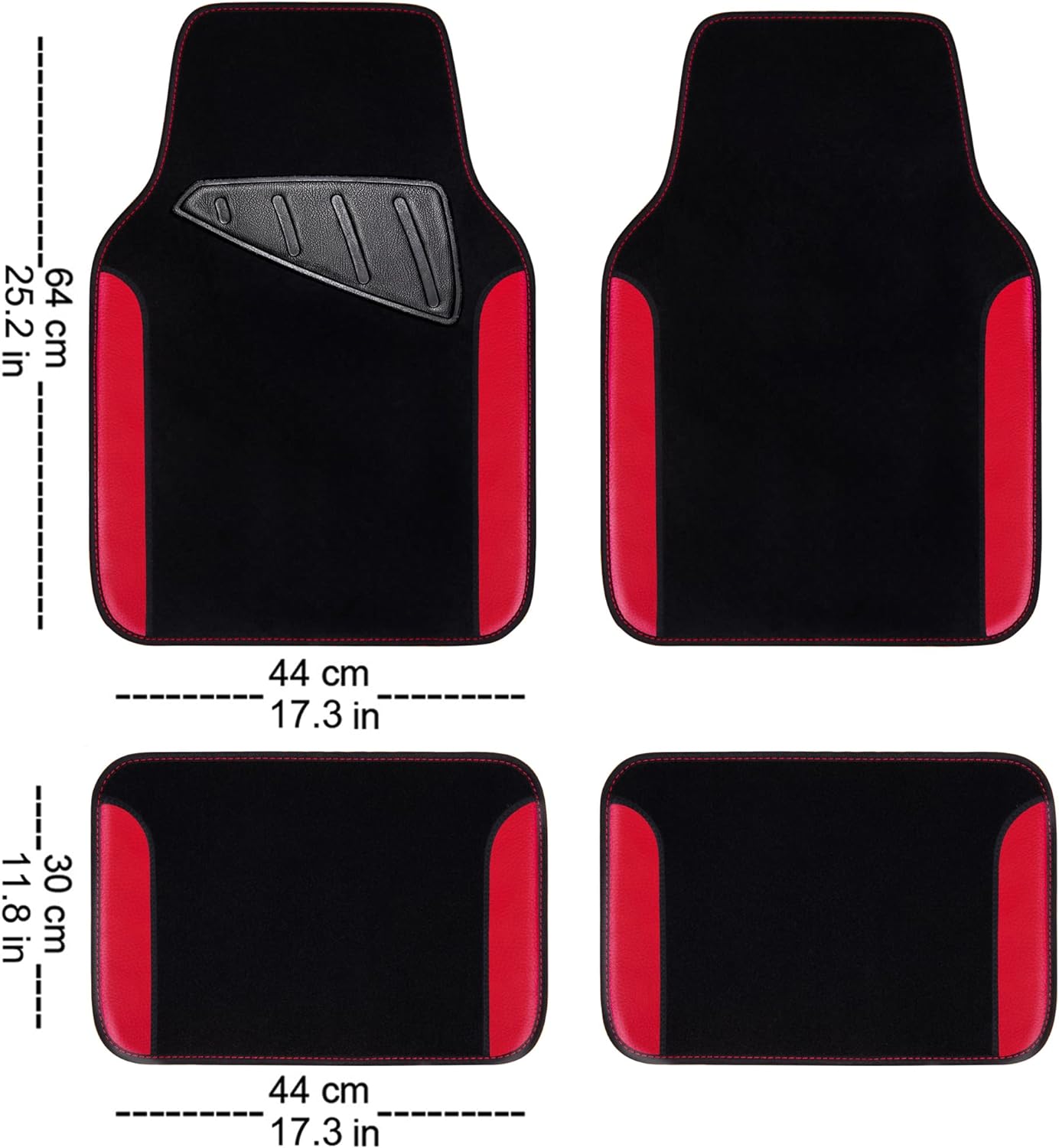 CAR PASS 3D Air Mesh Car Seat Covers Full Sets w/5mm Sponge, 4Pcs Waterproof Car Floor Mats, Steering Wheel Cover Universal Fit for SUV Sedan Truck, Airbag Compatible Automotive Interior(Black & red)