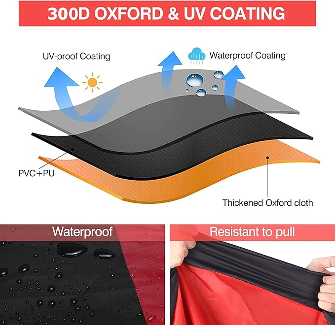 NEVERLAND Motorcycle Cover Waterproof Outdoor - Motorbike Scooter Covers Heavy Duty Medium with Lock-Holes, Bandage, Storage Bag Compatible with Harley Davidson Kawasaki Yamaha Honda Grom (Up to 116”)
