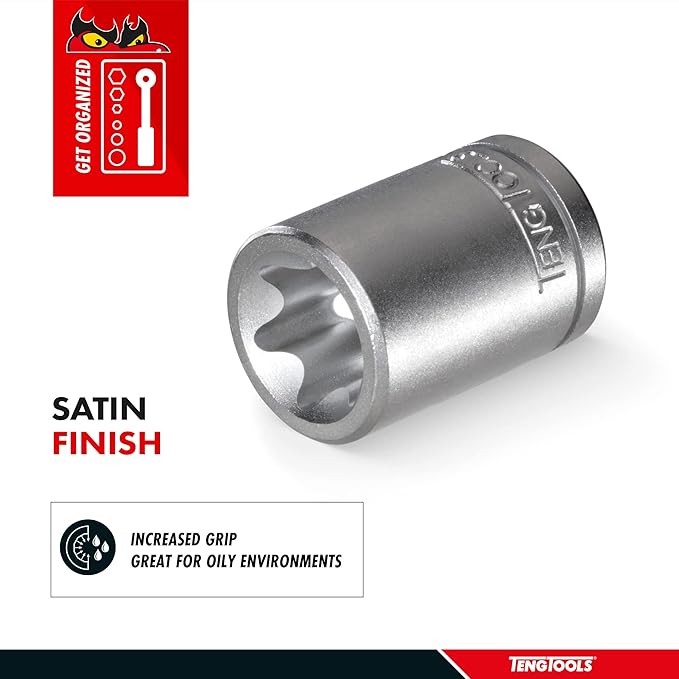 Teng Tools E6 1/4 Inch Drive Female E-Torx Star TX-E Chrome Vanadium Socket | Mechanic Tool | Hand Tool - M140706-C