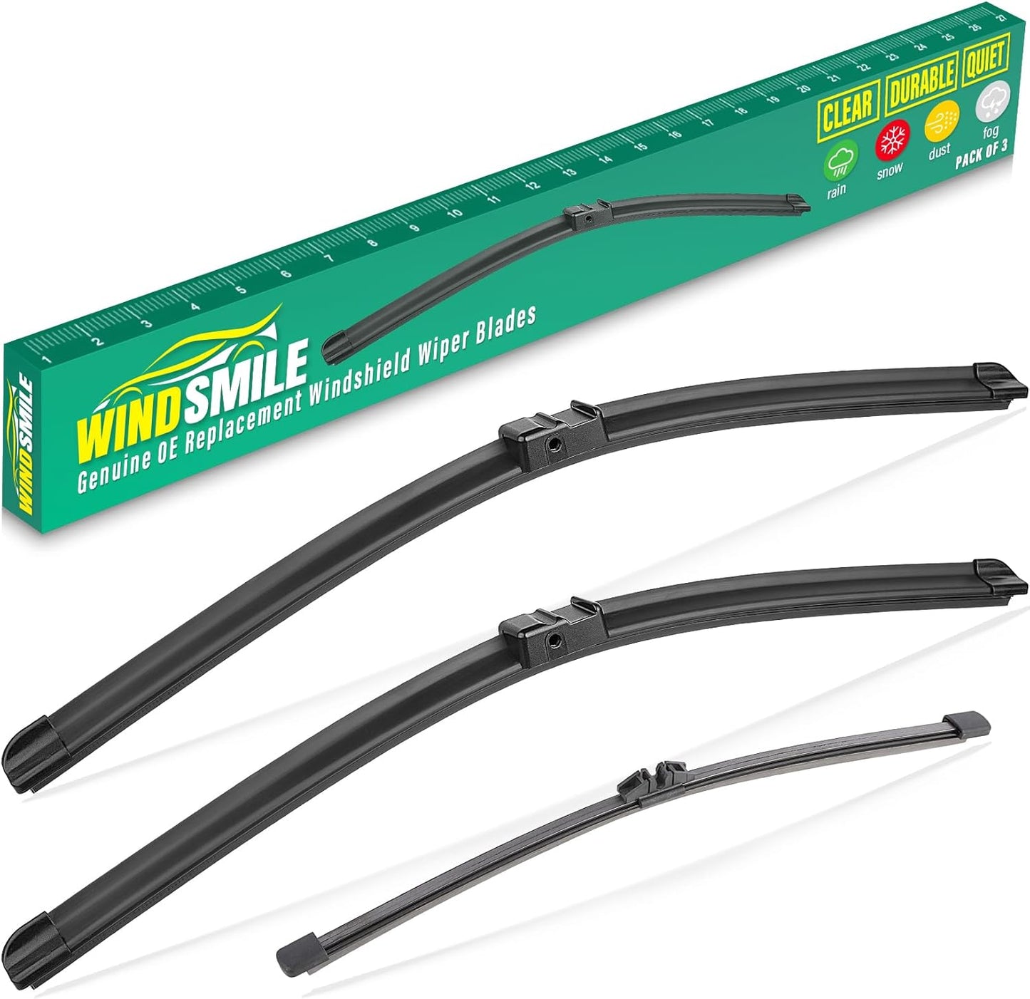 26" 20" 13" Windshield Wiper Blades Replacement for 2011 2012 2013 2014 2015 2016 2017 BMW X3 Premium All Weather Front Rear Wipers Set - OEM Quality (Pack of 3)