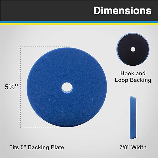 SDO Blue Foam Heavy Polishing Pad (2 Pack 5.5”) - Premium Standard Duty Orbital Polishing Pads for Painted Surfaces. (Fits 5" Backing Plate.)