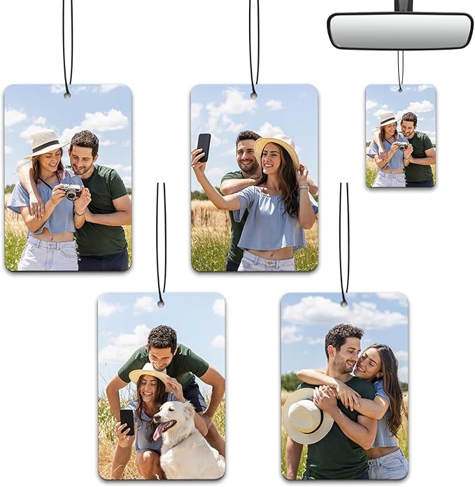 Custom Air Freshener for Car - Double Sided Photo Personalized Car Scents Air Freshener, Smell Air Fresheners With Picture for Wardrobe, Bathroom,Hanging Ornaments (4 Count (Pack of 1))