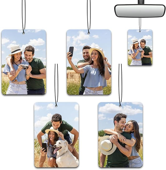 Custom Air Freshener for Car - Double Sided Photo Personalized Car Scents Air Freshener, Smell Air Fresheners With Picture for Wardrobe, Bathroom,Hanging Ornaments (4 Count (Pack of 1))