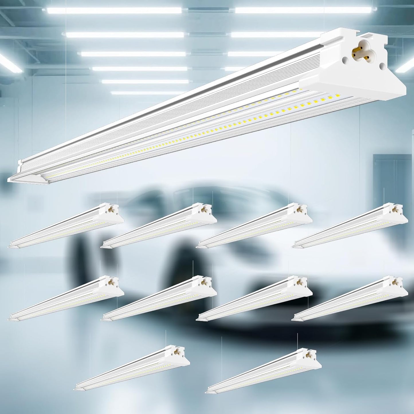 Upgrade Hanging | Surface Mount 4' Led Shop Lights for Workshop 4FT 10pack, Super Bright 10000LM 5000K 60W Linkable 4FT Led Shop Light for Workshop Garage Factory Warehouse Shop Workbench