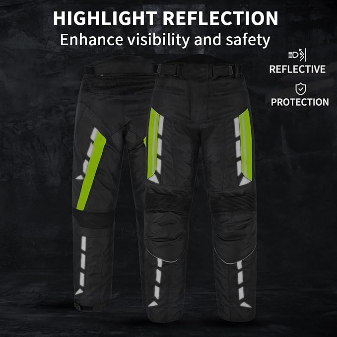Men’s Waterproof Motorcycle Trousers – 600D Cordura Biker Pants with CE Armour, Thermal Lining & Reflective Panels