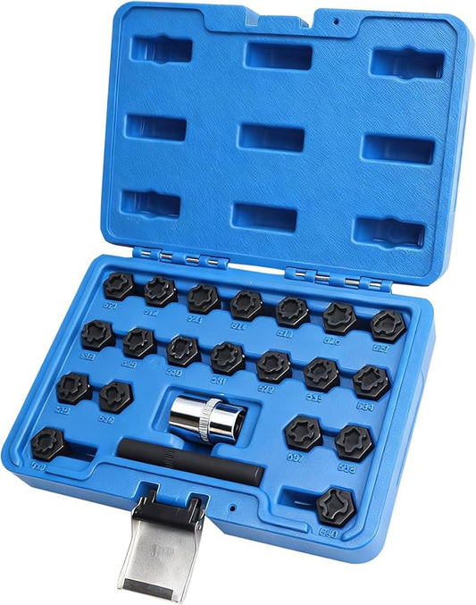 22PCS for V/W Wheel Lock Removal Kit, Locking Lug Nut Removal Tool, Wheel Lock Key Set, Wheel Lock Nut Socket Adapter Set for Wheel Anti-Theft Locks