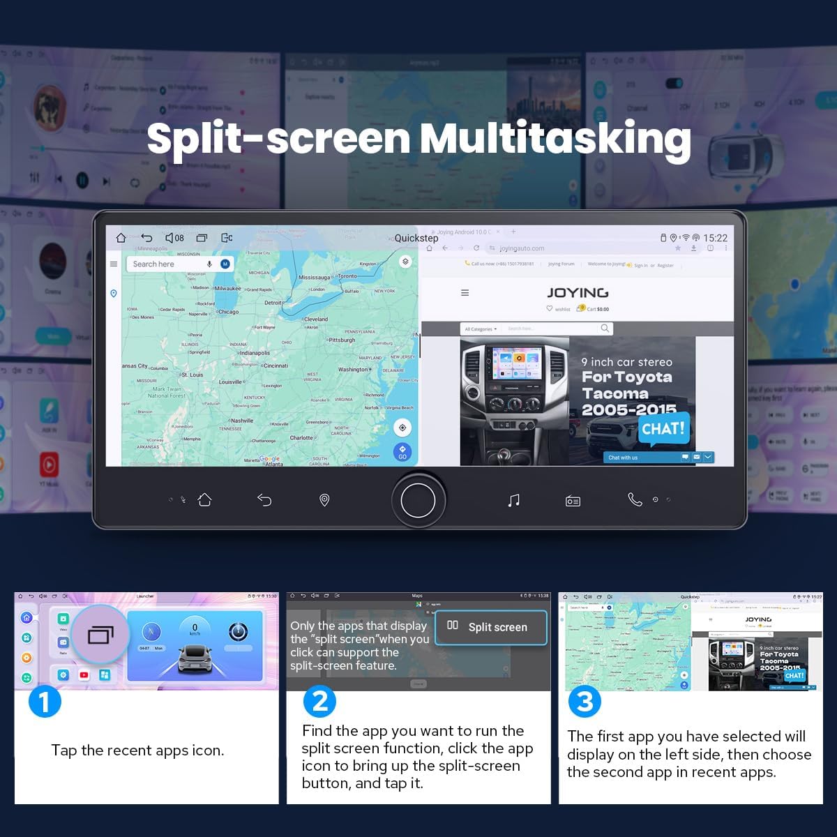 Joying 12.3" Single Din Touchscreen Radio Android 13 Head Unit with Carplay and Android Auto Detachable Car Stereo with Bluetooth, AM/FM, Subwoofer Output, GPS, Video in(JY-HTS03N8)