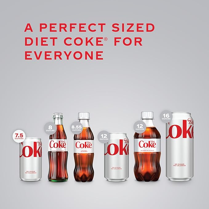 Diet Coke Fridge Pack Diet Soda, 7.5 fl oz Cans, 10 Pack - Mini Soda Soft Drinks