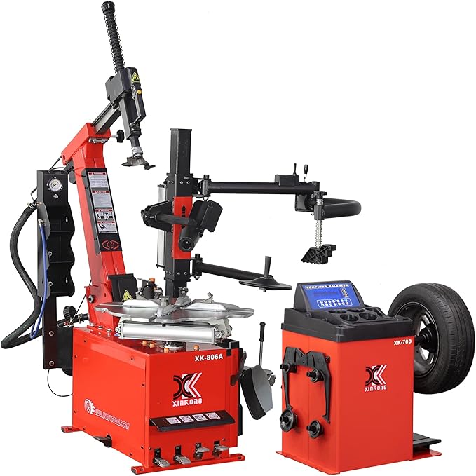 XK-806A-70D Tire Changer Combo Wheel Balancer Machine Rim Clamp 28 Inches 2.0 Horsepower
