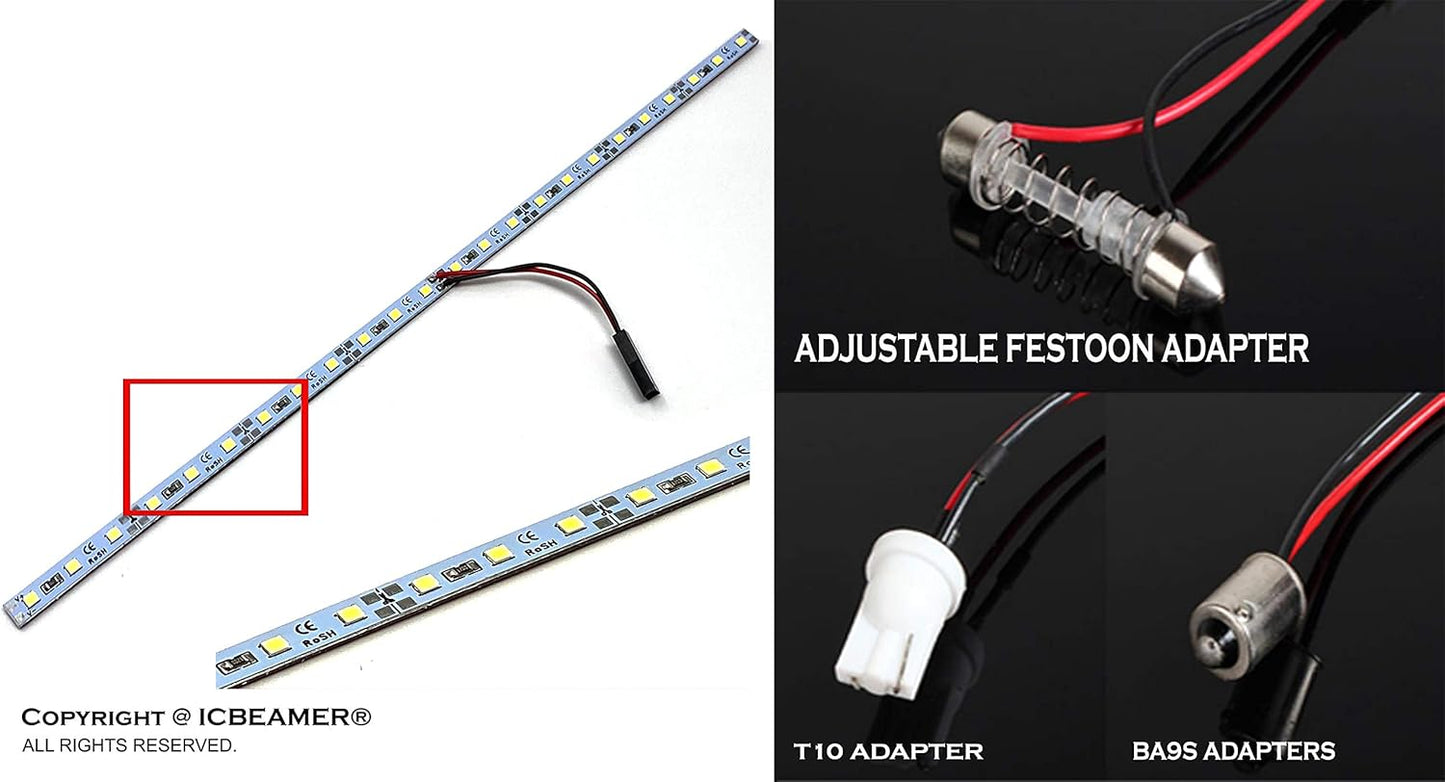 ICBEAMER 12" Purple 18SMD 2835 LED Strip Light Universal Fit Car Trunk Cargo Area or Interior Illumination