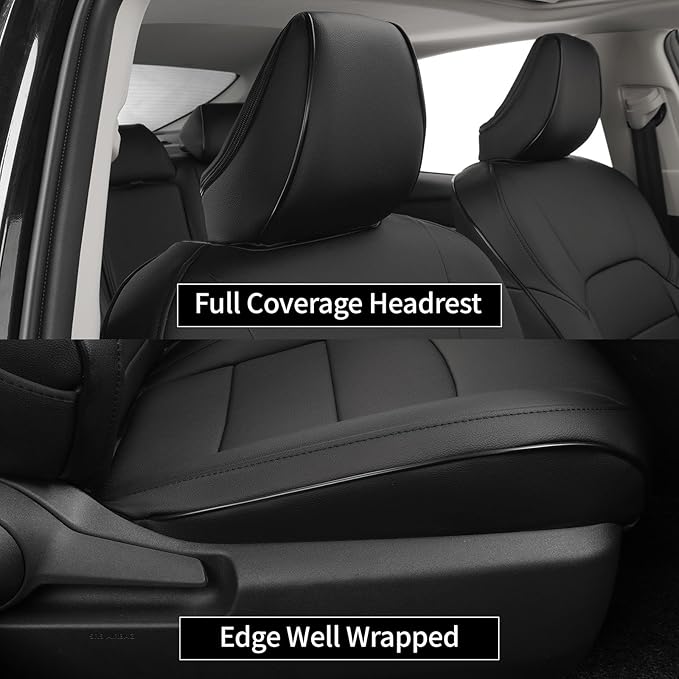EKR Camry Seat Cover for Toyota Camry L LE XLE 2012 2013 2014 2015 2016 2017 (Not for Hybrid) Leather Car Seat Cover Full Set for Trucks SUV-Faux Leather (Black)