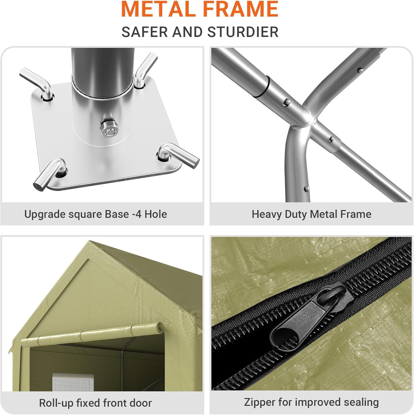 12x20 FT Carport, Heavy Duty Carport, Portable Garage with Side-Opening Door & Roll-Up Windows, Car Canopy Reinforced Four-Hole Base for Car, Truck, Boat, Motorcycle, Green