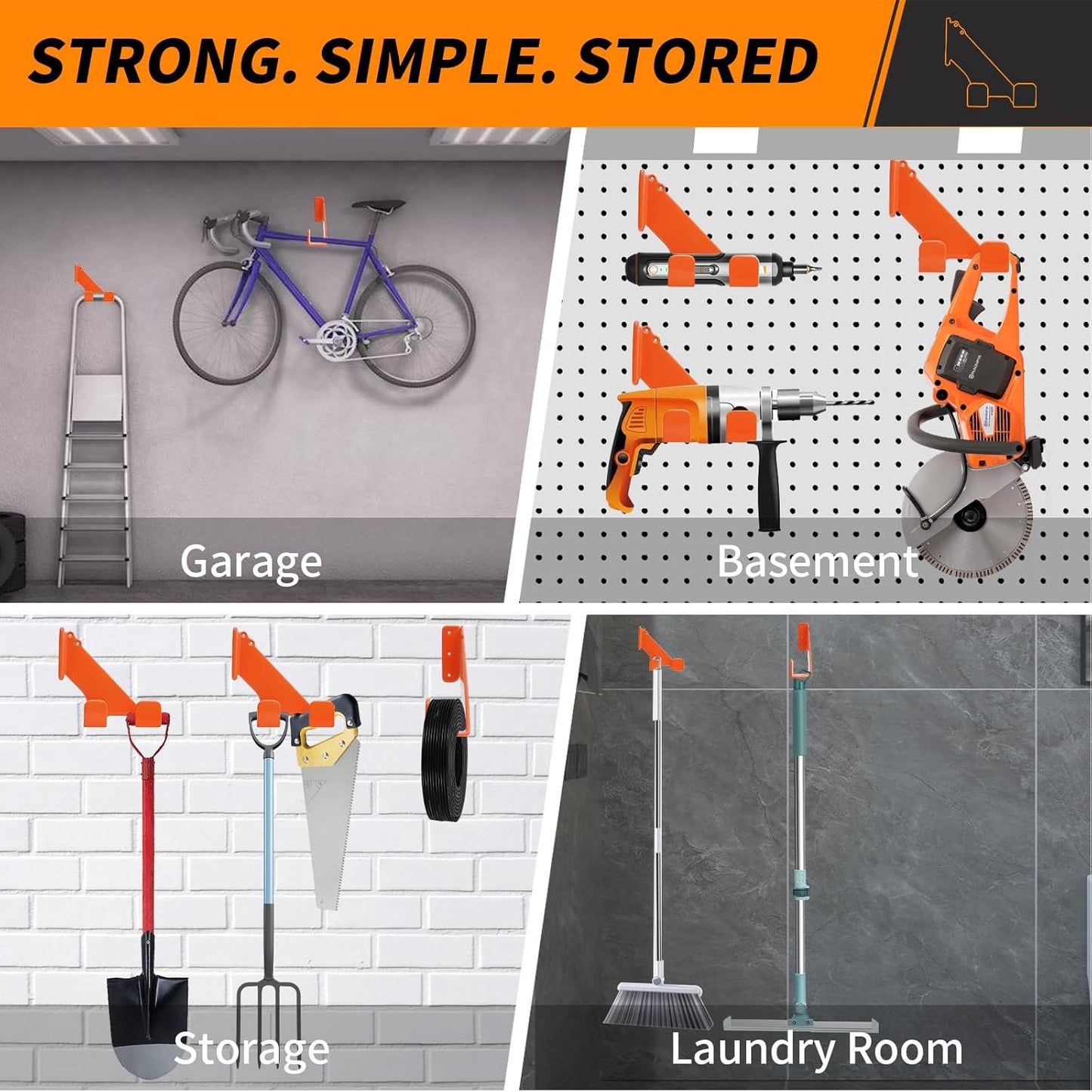Chainsaw Hanger, 180LB Wall Mount Chainsaw Holder, Heavy Duty Chainsaw Storage Rack for Garage Organization, Mounted Garage Tool Holder for Chainsaw Accessories