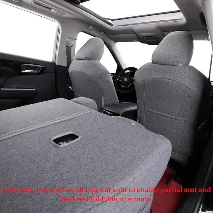 coverdream 4Runner Seat Covers Custom Fit for 2010-2024 Toyota 4Runner (7-Seater,3-Row),Full Coverage,Airbag Compatible Polyester Seat Protector(Full Set,Gray)
