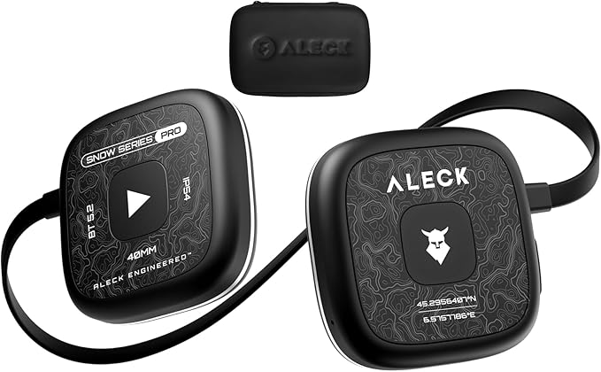 ALECK Snow Series Pro Universal Wireless Bluetooth Helmet Speakers Headphones for Ski and Snowboard Audio-Ready Helmets, Glove Friendly Controls, Microphone Headset for Hands-Free Calls