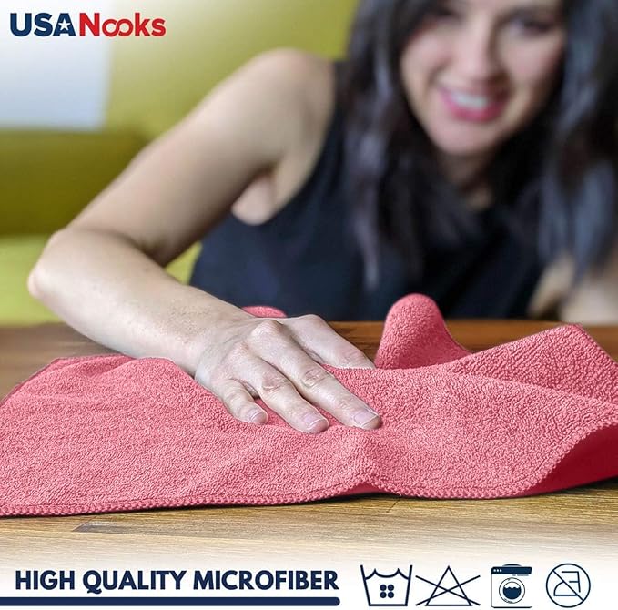 USANOOKS Microfiber Cleaning Cloth - 50Pcs (12.5x12.5 inch) High Performance - 1200 Washes, Ultra Absorbent Towels for Cars Weave Grime & Liquid for Streak-Free Mirror Shine