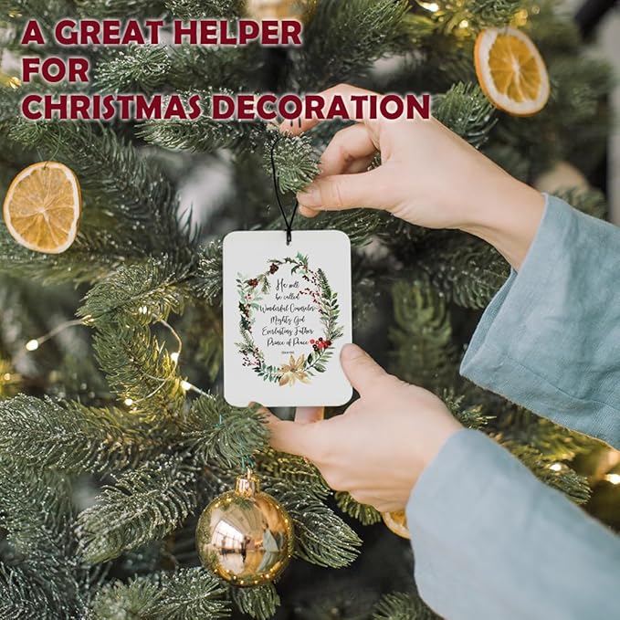 Christian Christmas Car Air Freshener 3 Pcs, Bible Verse Religious Christmas Forest Tree Deer Air Freshener Hanging Decor for Cars Closet Drawer Books Accessories Gifts