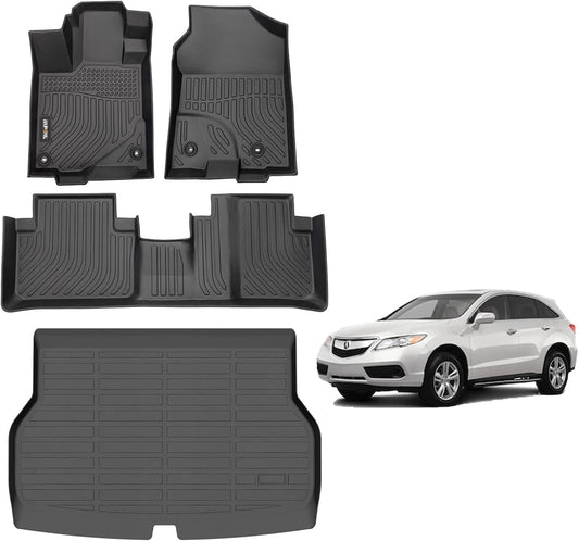 AIPOIL® Floor Mats & Cargo Liner Set for 2013-2015 Acura RDX All Weather Protection TPE Anti-Slip Automotive Full Set Custom Car Mats Accessories - Black