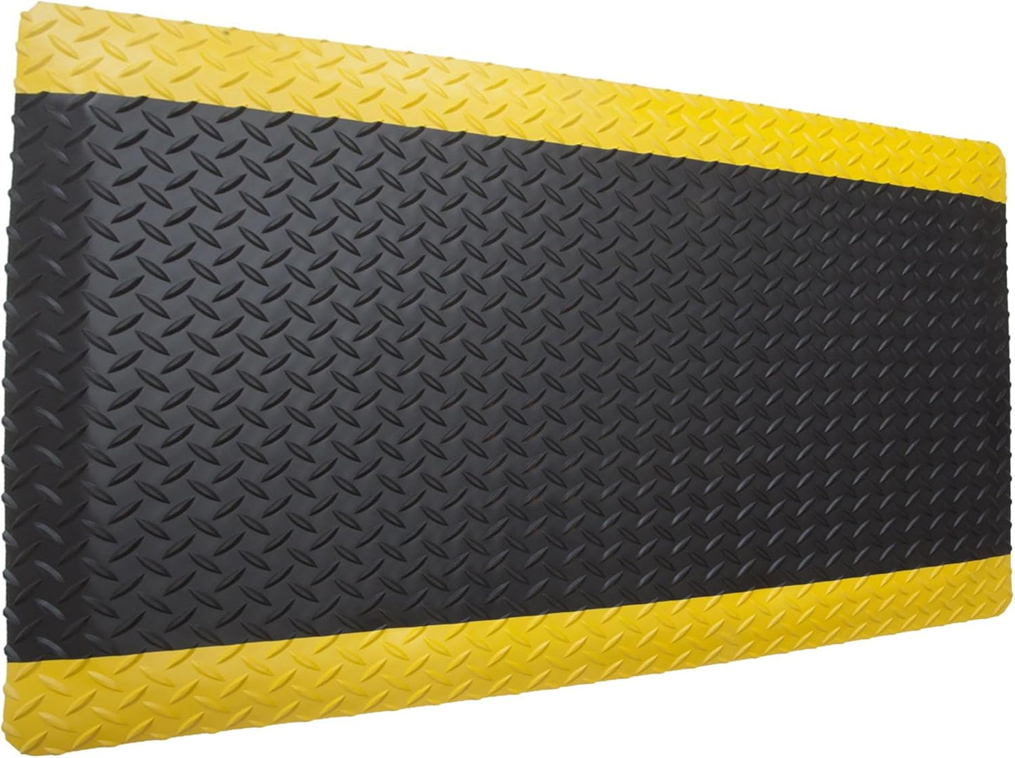 Rhino Mats, American Classic Diamond Anti-Fatigue Mats, Industrial Ergonomic Comfort Standing Mat for Work, Home, Garage, Office, Kitchen or Anywhere (Black/Yellow 1" Thick, 4 FT. x 8 FT.)