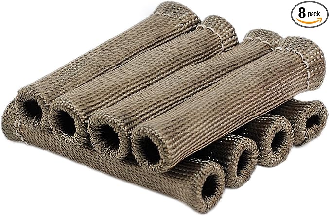 8Pcs 2500° Degree Spark Plug Wire Boots Heat Shield Protector Sleeve Cover Compatible with SBC BBC 350 454,6 Inch,Titanium (Titanium)