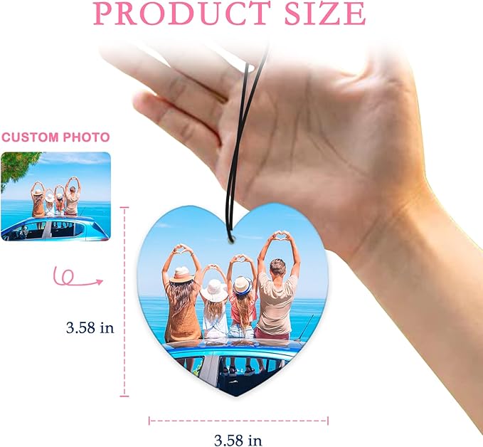 Custom Air Freshener for Car - Double Sided photo Personalized Air Freshener for Car with Multiple Fragrances Decorations for Wardrobe, Bathroom,Hanging Ornaments (Unique Scented Gift) (Heart)