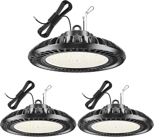 3 Pack 500W LED High Bay Light 72,500LM DLC ETL Listed Industrial Grade UFO Light Dimmable IP65 Waterproof 5000K Commercial Bay Lighting for Warehouse Garage Factory 110V 120V