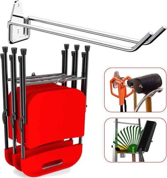 JBscoop 4 Stainless Steel 304 Garage Hooks, Heavy Duty Organizer & Wall Mount Hanger Rack for Tools, Equipment, and More, Rust-Resistant & Durable